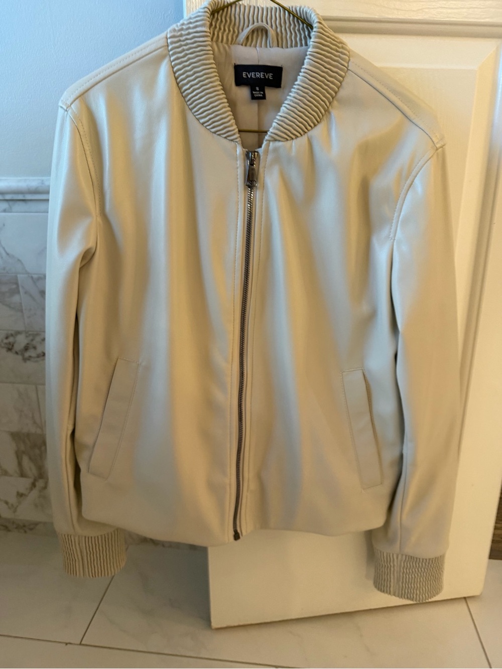 Evereve Light Cream Bomber Jacket